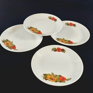 70s Bohemian China Side Plates Set Retro Floral Vintage Ceramic Dinnerware